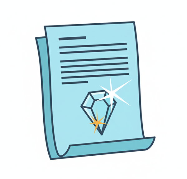 Document with crystal symbol for clarity
