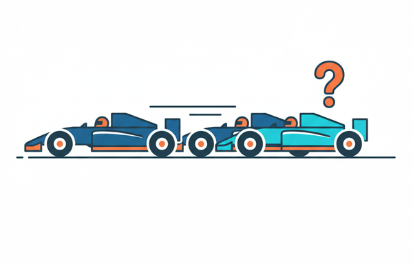 Three cars in a race