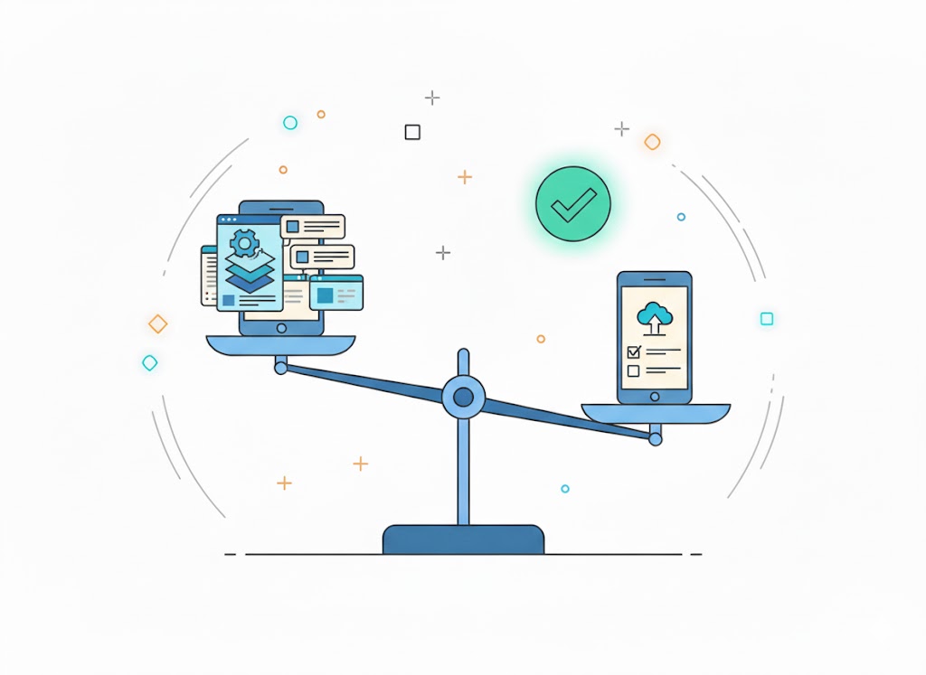 Weighing scales showing the decision between different features