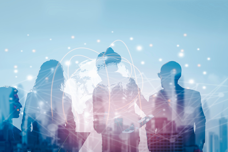 Outline of people in a room