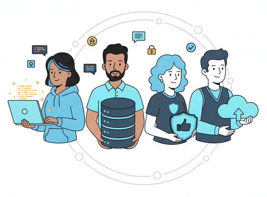 A software engineer, database specialist, security and cloud specialist