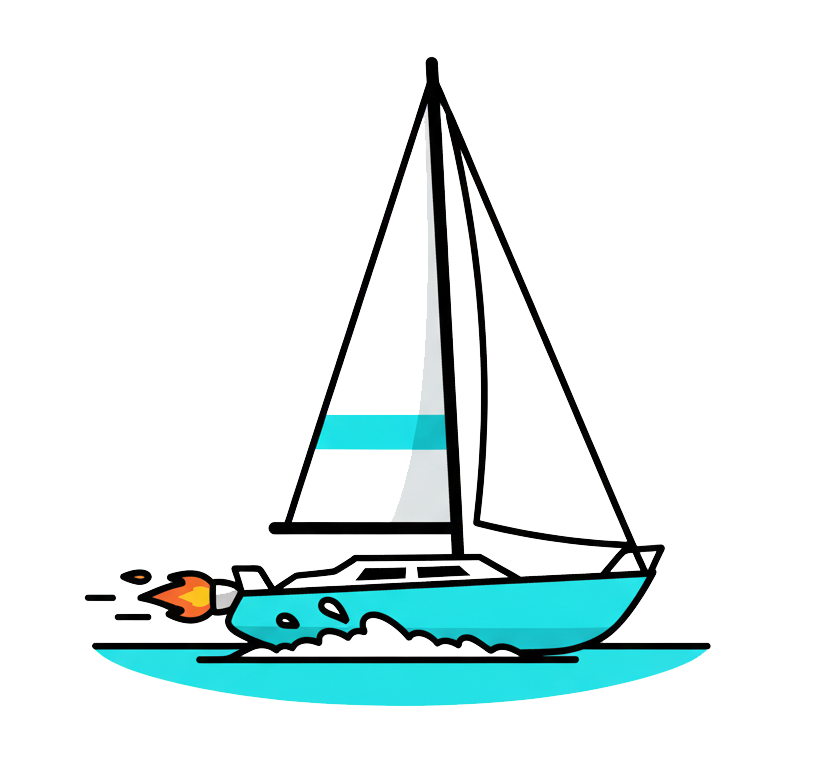 Sailing yacht moving fast through the water